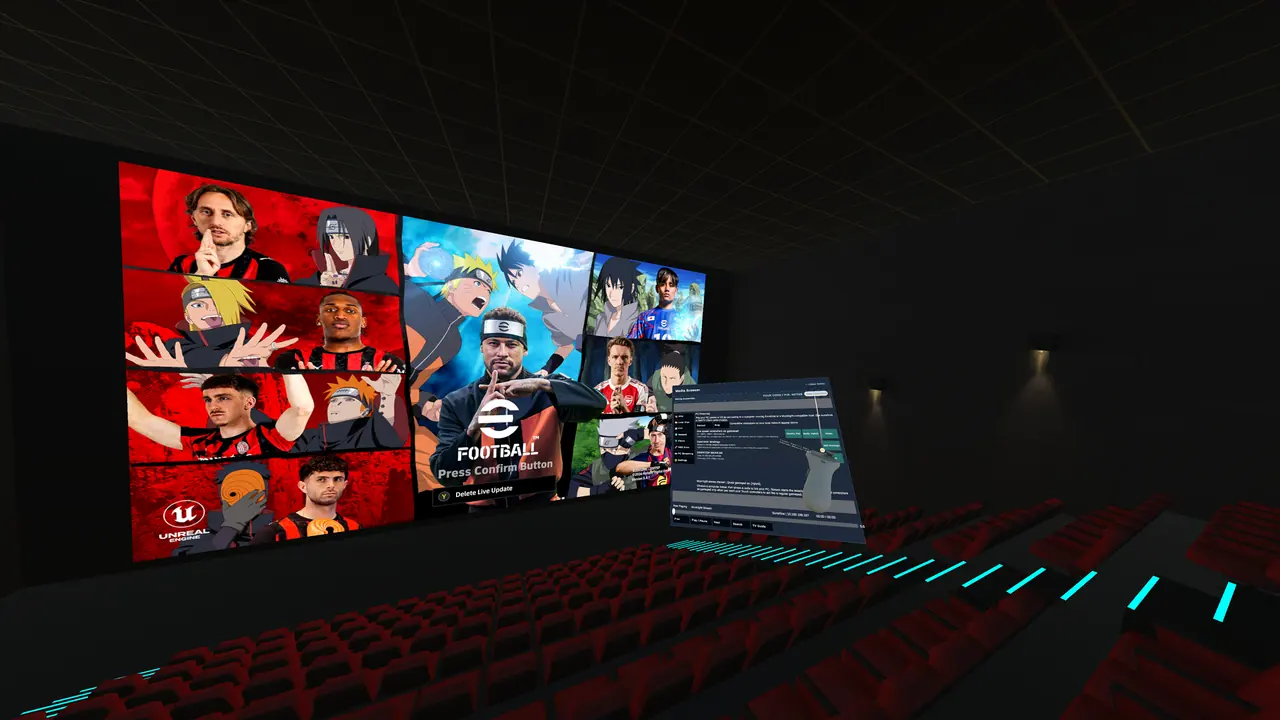 NohTV VR showing live IPTV content on a large virtual screen